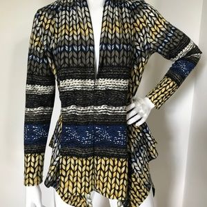 Aryeh Anthropologie Leaf design Cardigan Sweater S